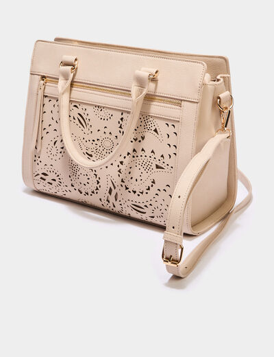 Sac rectangulaire bandoulière ajustable ivoire femme
