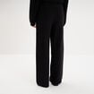 Pantalon large en maille cropped noir femme
