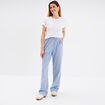 Pantalon droit fluide taille &eacute;lastiqu&eacute;e ecru femme