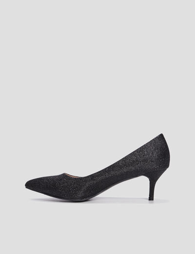Escarpins &agrave; talons paillet&eacute;s noir femme