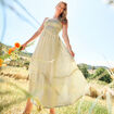 Robe longue buste smock&eacute; lin m&eacute;lang&eacute; blanc femme