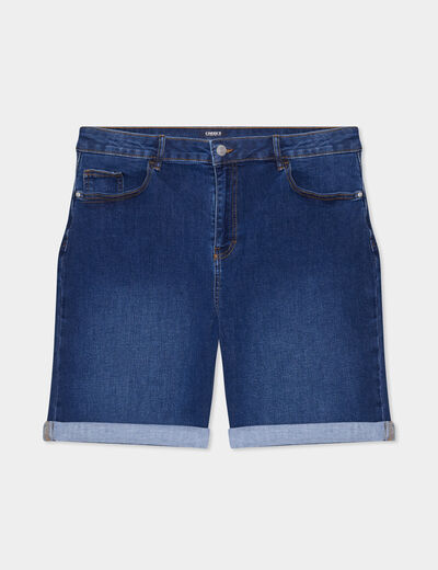 Short en jean droit 5 poches denim stone femme grande taille