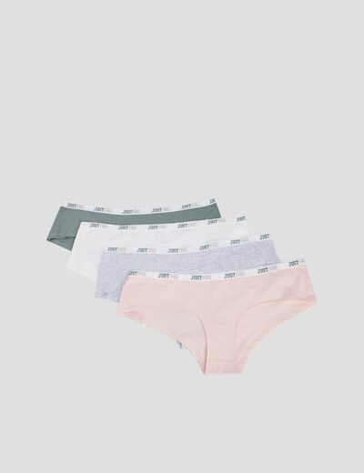 Lot 4 shortys en coton vert kaki femme