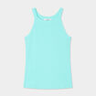 Débardeur côtelé col rond coton bleu turquoise fille