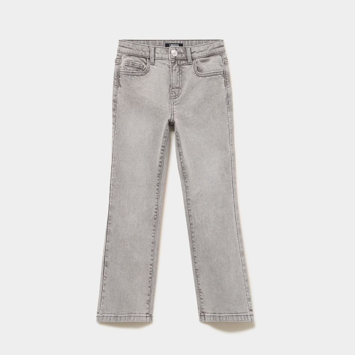 Jean flare 5 poches avec clous denim gris fille