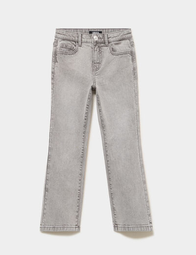 Jean flare 5 poches avec clous denim gris fille