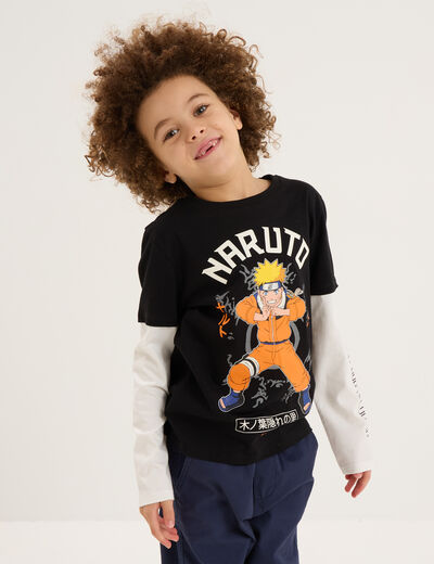 T-shirt manches longues coton Naruto noir garçon