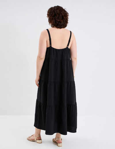 Robe longue bretelles noir femme grande taille