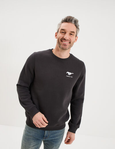 Sweat molleton manches longues Mustang gris fonc&eacute; homme