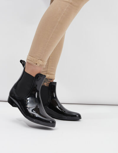 Bottines chelsea de pluie noir femme