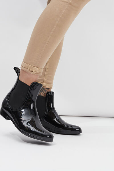 Bottines chelsea de pluie noir femme