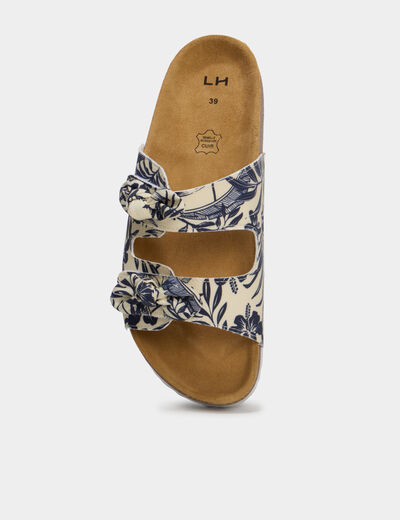 Mules brides &agrave; scratchs bleu femme