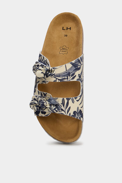 Mules brides &agrave; scratchs bleu femme