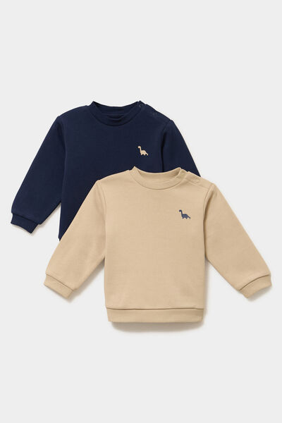 Lot 2 sweats manches longues bleu marine b&eacute;b&eacute; gar&ccedil;on