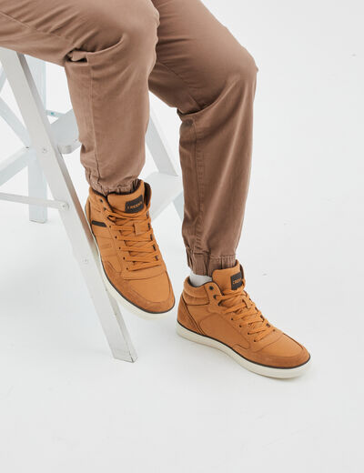 Baskets montantes à lacets jaune homme