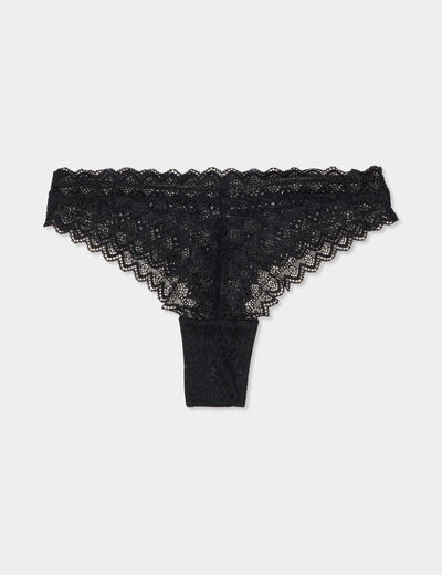 Tanga en dentelle noir femme