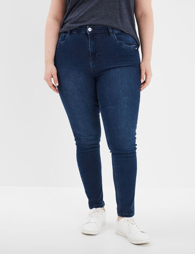 Jeans skinny 7/8ème à strass denim stone femme grande taille