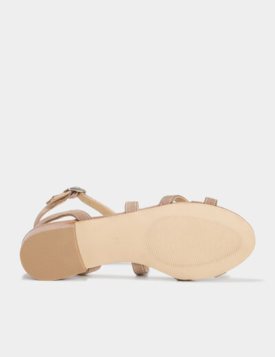 Sandales avec brides en cuir sable femme