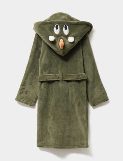 Peignoir à capuche effet polaire vert kaki garçon