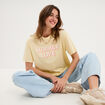 T-shirt droit manches courtes coton jaune clair femme
