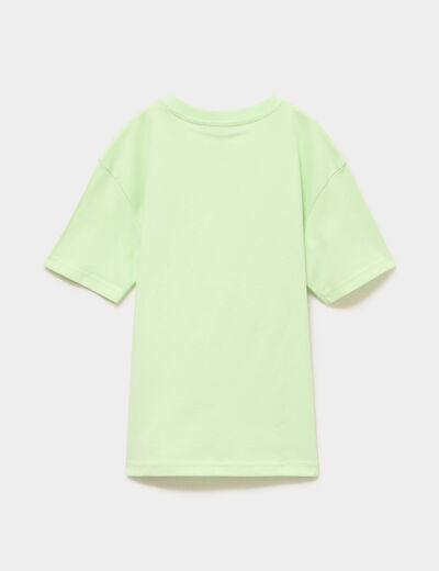 T-shirt oversize manches courtes coton vert fluo gar&ccedil;on