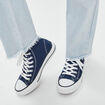 Tennis montantes &agrave; lacets en toile bleu marine femme