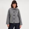 Veste courte oversize boutonn&eacute;e gris femme