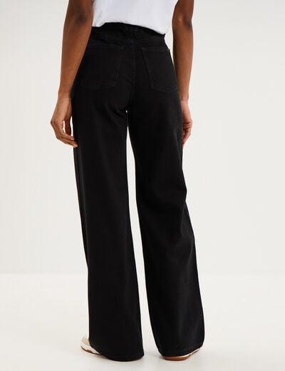 Jean large taille haute coton denim noir femme