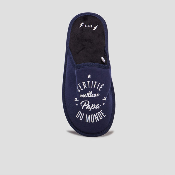 Chaussons mules meilleur papa bleu homme
