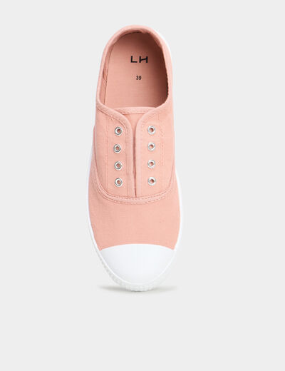 Tennis basses en toile à enfiler rose clair femme