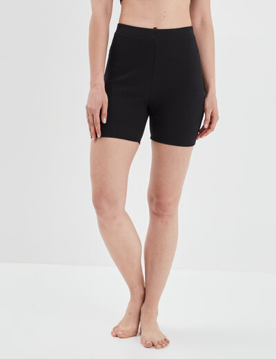 Short cycliste côtelé sans couture noir femme