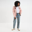 Sweat &agrave; capuche doublure effet sherpa rose poudr&eacute;e femme