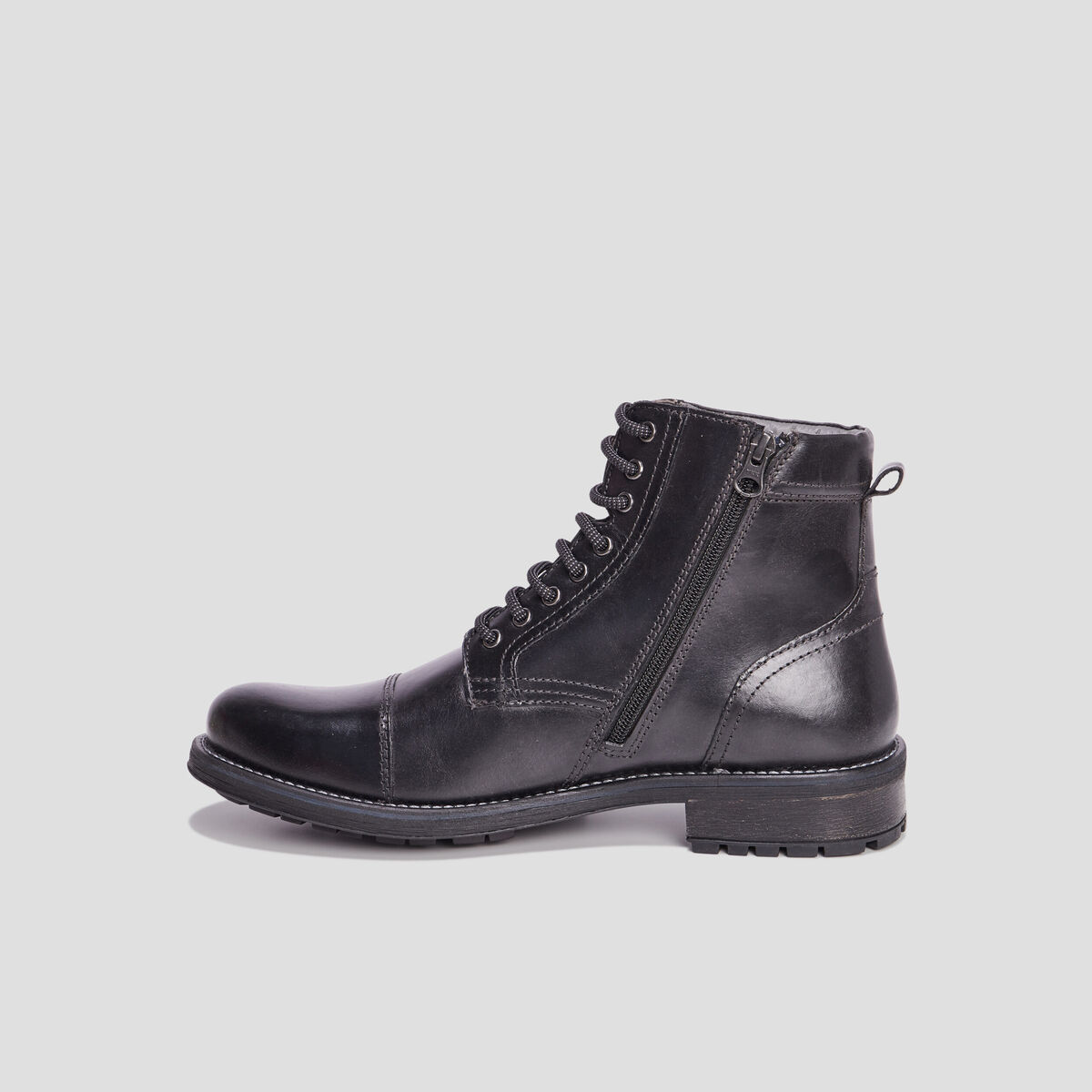 Bottines zippées cuir noir homme