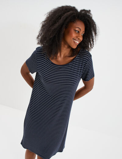Chemise de nuit manches courtes bleu marine femme