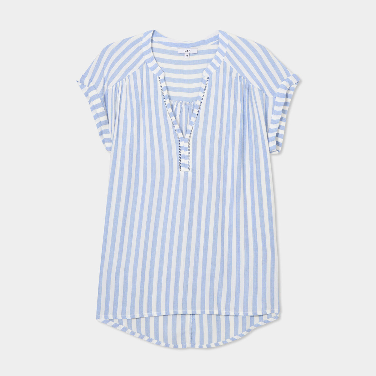 Blouse cr&eacute;pon manches courtes ecru femme