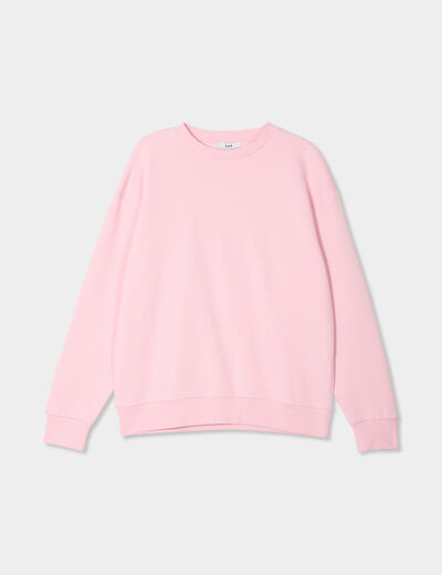 Sweat col rond manches longues rose clair femme