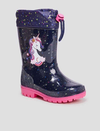 Bottes de pluie semelle crantée bleu marine fille