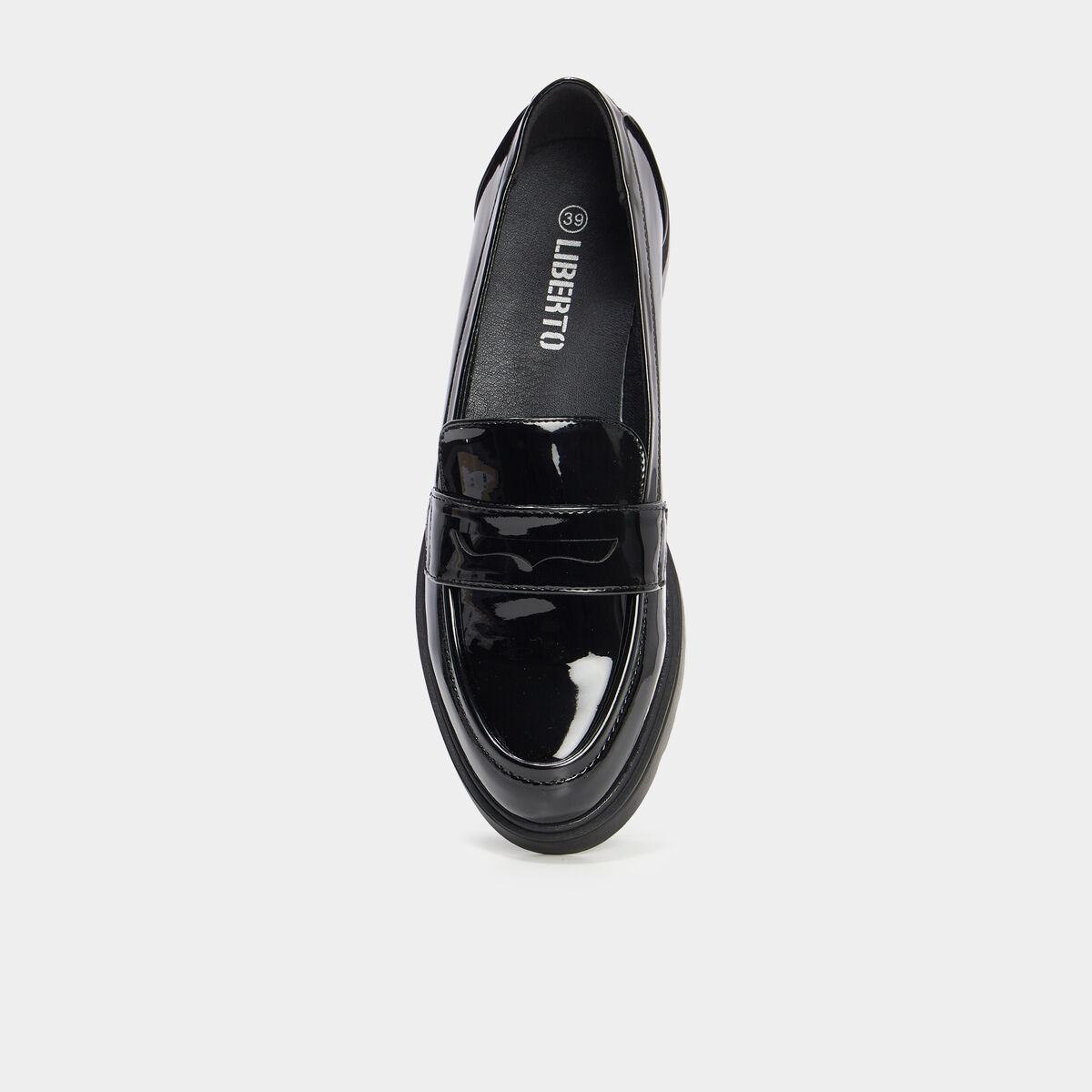 Mocassins vernis semelle crant&eacute;e Liberto noir femme