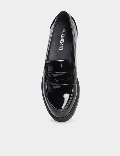 Mocassins vernis semelle crant&eacute;e Liberto noir femme