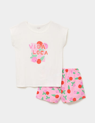 Ensemble pyjama short et t-shirt coton blanc femme