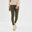 Pantalon suédine slim taille élastiquée vert kaki femme