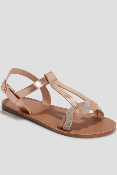 Sandales plates jaune or fille