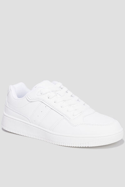 Baskets &agrave; lacets avec bout rond blanc gar&ccedil;on