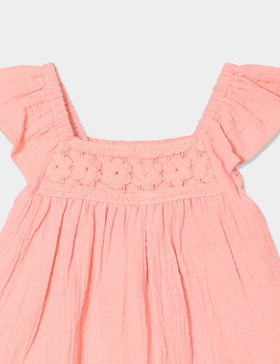 Ensemble 2 pièces short et t-shirt coton rose corail bébé fille