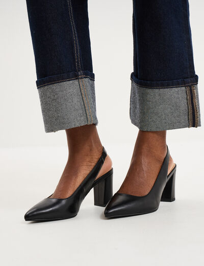 Escarpins &agrave; talons bouts pointus noir femme