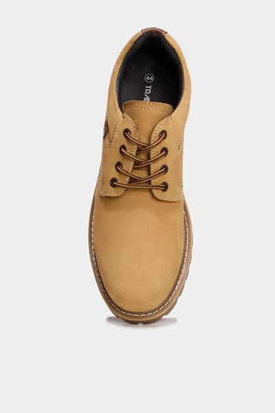 Derbies en cuir &agrave; lacets jaune homme