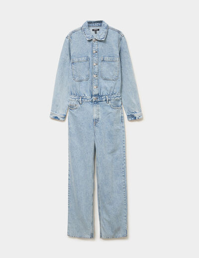 Combinaison pantalon en jean coton denim double stone femme