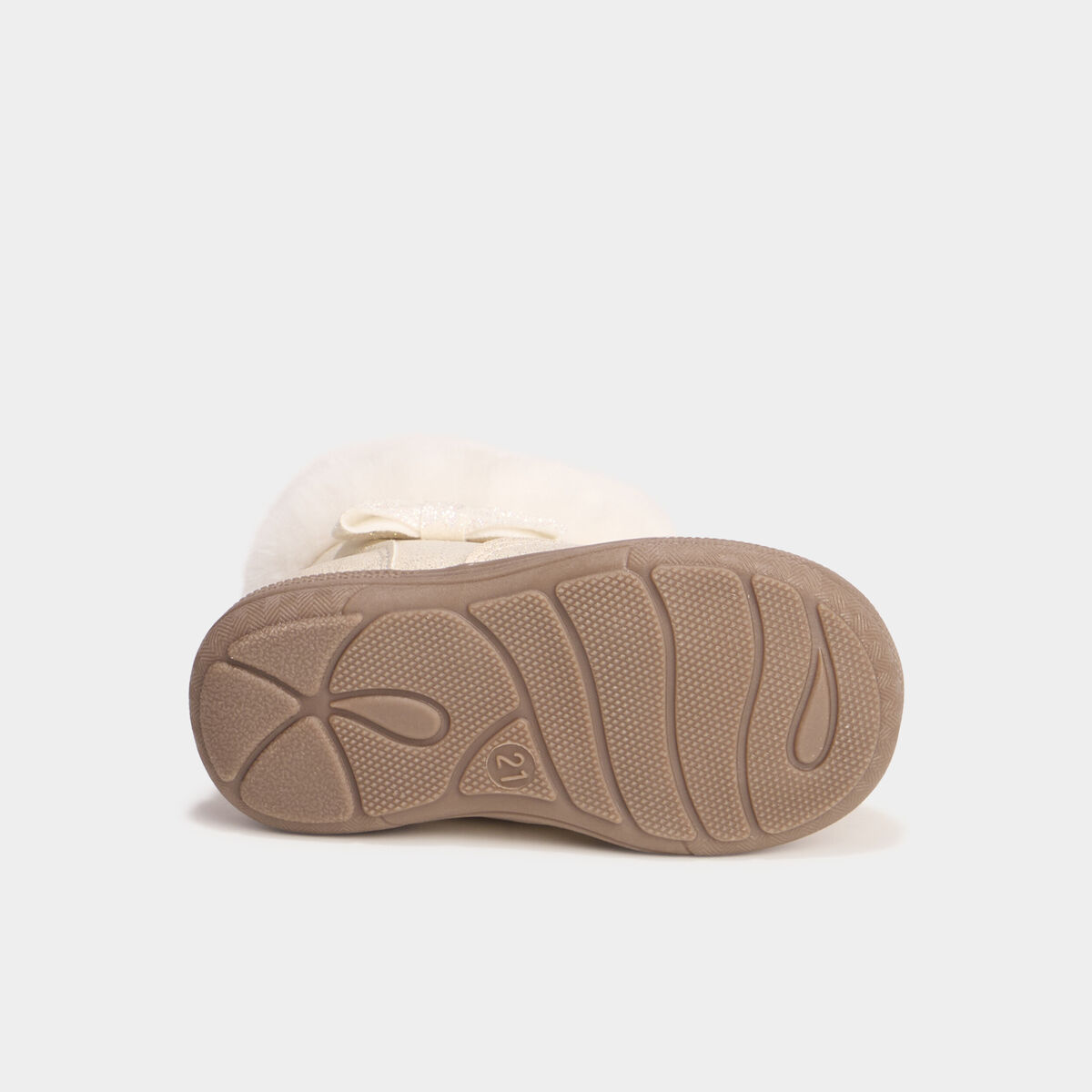 Boots d&eacute;tails fausse fourrure ivoire b&eacute;b&eacute; fille