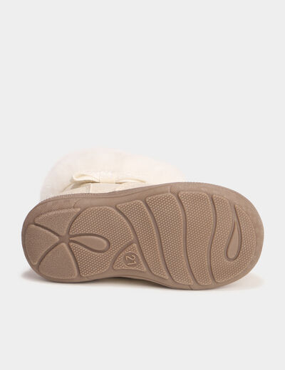 Boots d&eacute;tails fausse fourrure ivoire b&eacute;b&eacute; fille