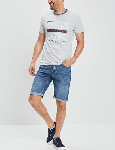 Bermuda stretch droit en jean denim stone homme